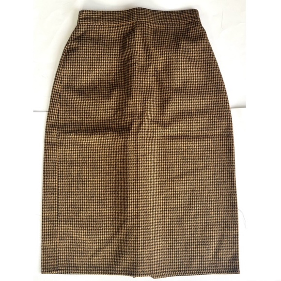 Vintage Gordon King  London Small Checker Black & Burnt Orange Wool Skirt w Tags - Picture 1 of 7